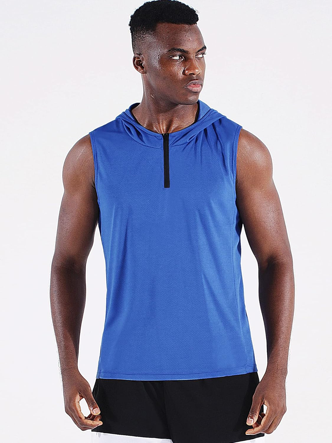 Men'S Running Tank Tops 3 Pack Sleeveless Workout Athletic Shirts with Hoods