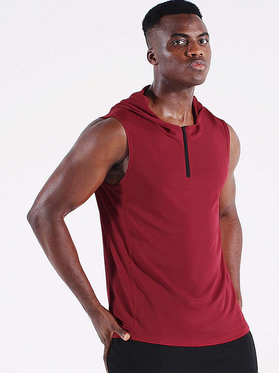 Men'S Running Tank Tops 3 Pack Sleeveless Workout Athletic Shirts with Hoods