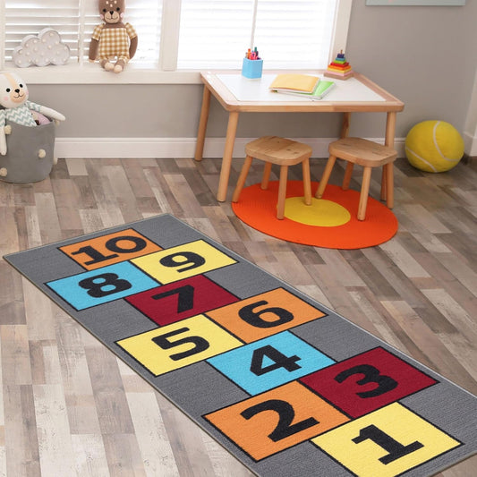 Children'S Collection Garden Rug, 2'7" X 6' (Runner), Gray/Multi